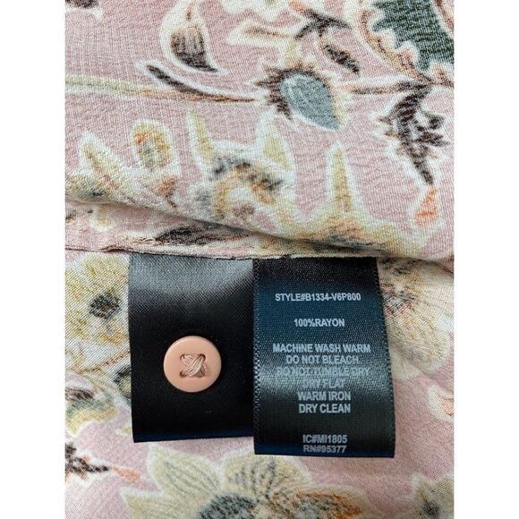 Sanctuary High Low Blouse Top Women's XS Pink White Yellow Floral Flutter-Sleeve - Picture 7 of 11